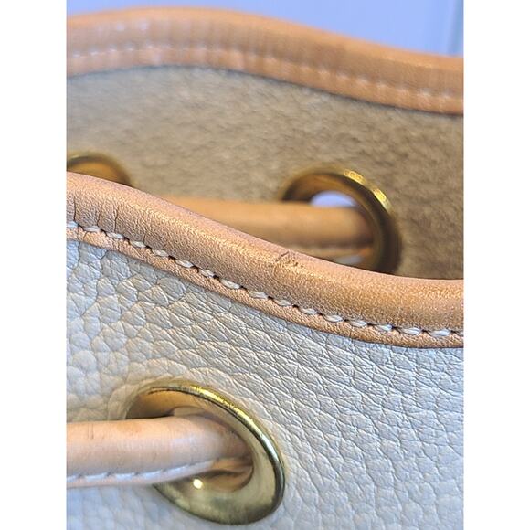 Dooney & Bourke Adjustable Mini Crossbody Bucket Bag Cream Pebbled Leather USA - Picture 12 of 16